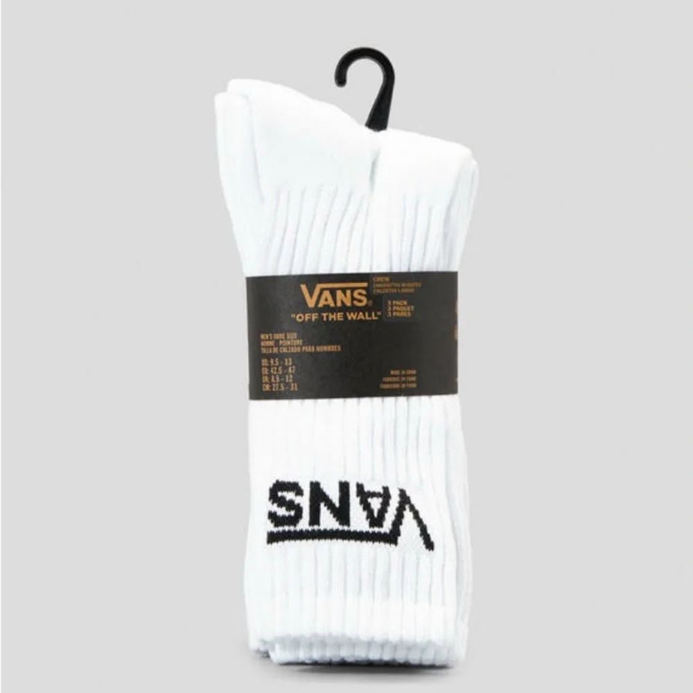 Vans ‘OFF THE WALL’ Classic Cushioned Crew Socks 3 Pair Pack White